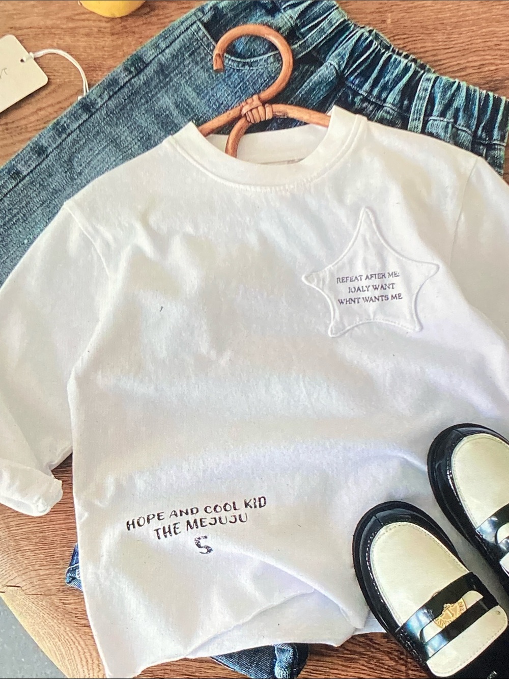 White Star Patch Short Sleeve Tee for Kids - Picture 6 of 9
